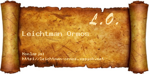 Leichtman Ormos névjegykártya